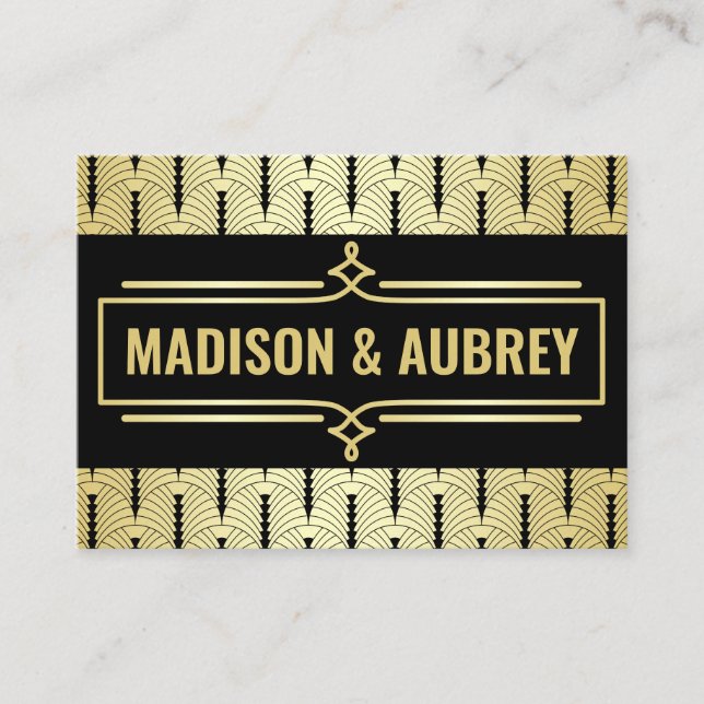 Art Deco Wedding Gold Black Gatsby Direction Map Enclosure Card (Front)