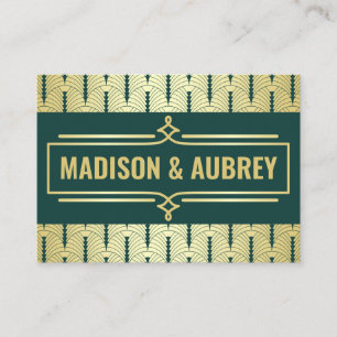 Art Deco Wedding Gold Dark Green Direction Map Enclosure Card