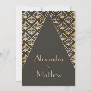 Art Deco Wedding Gold Pattern Roaring Twenties Invitation