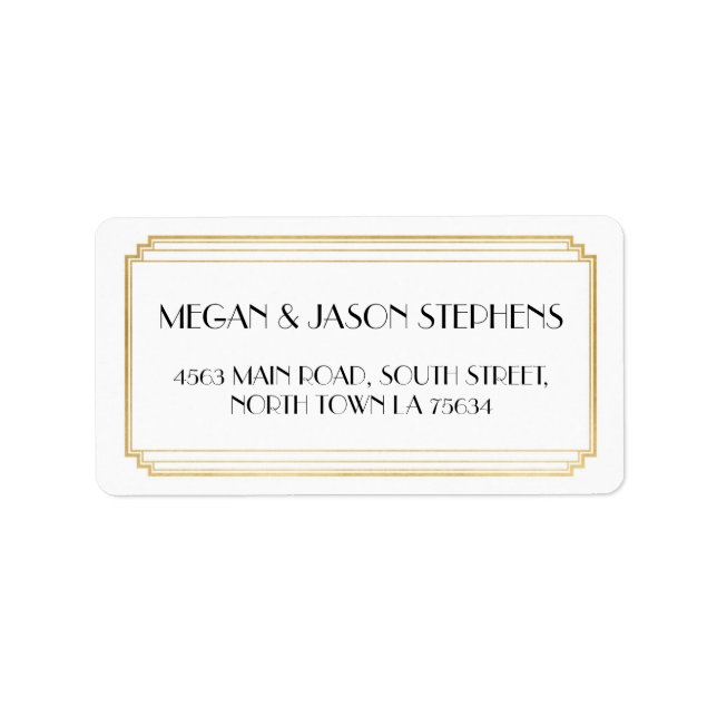 Art Deco Wedding Gold Return Address Label Art (Front)