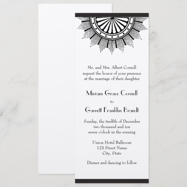 Art Deco Wedding Invitation (Front/Back)