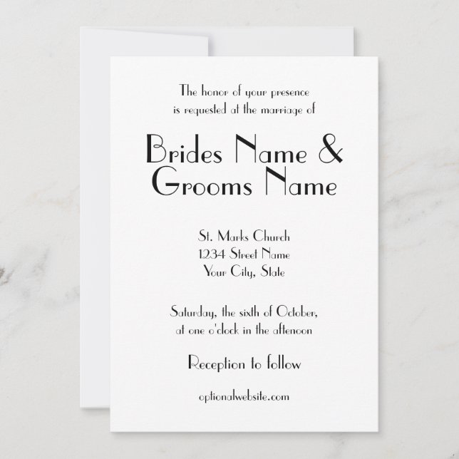 Art Deco Wedding Invitation (Front)