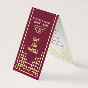 Art Deco Wedding Love & Thanks Gold Burgundy Favou