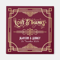 Art Deco Wedding Love & Thanks Gold Burgundy Favou