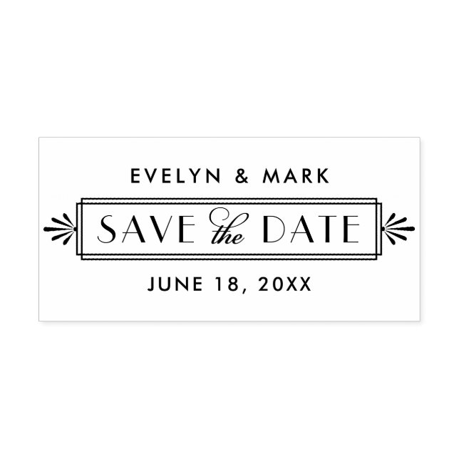 Art Deco Wedding Monogram Save the Date Rubber Stamp (Imprint)