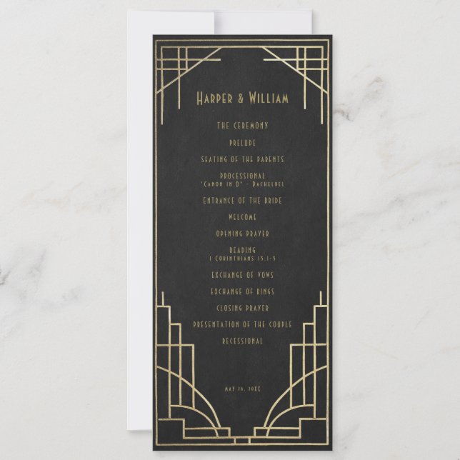 Art Deco wedding program (Front)