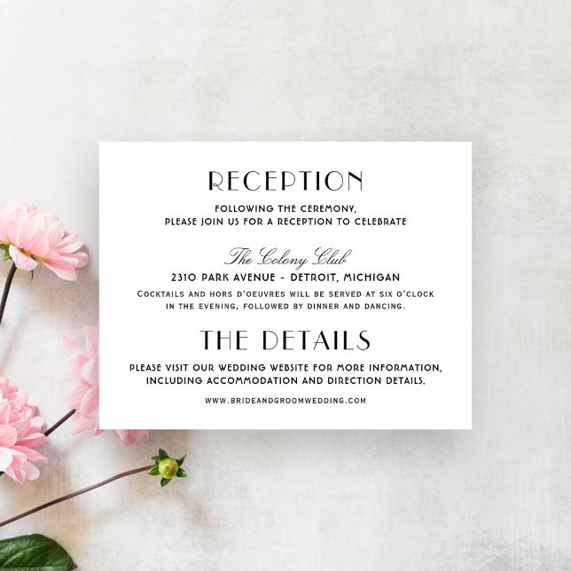 Art Deco Wedding Reception and Details Enclosure Card (Creator Uploaded)