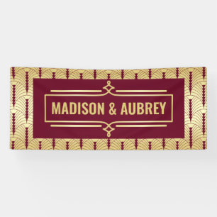 Art Deco Wedding Reception Dinner Gold Burgundy Banner