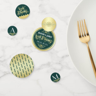 Art Deco Wedding Reception Dinner Party Gold Green Confetti