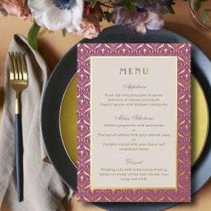 Art Deco Wedding Reception Menu Gold Foil Card