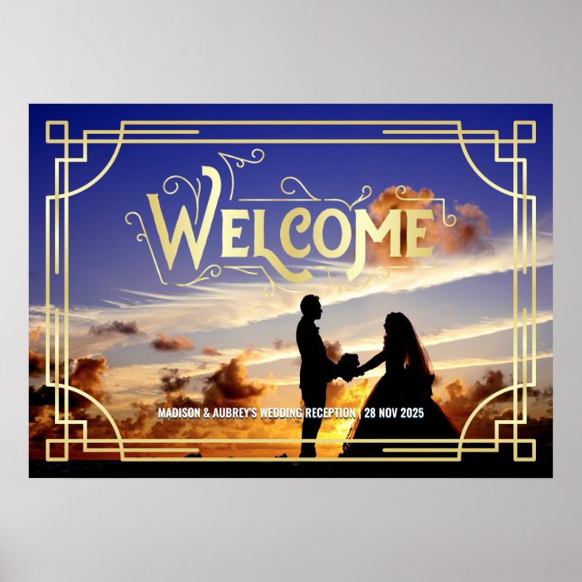 Art Deco Wedding Reception Welcome Add Your Photo Poster (Front)