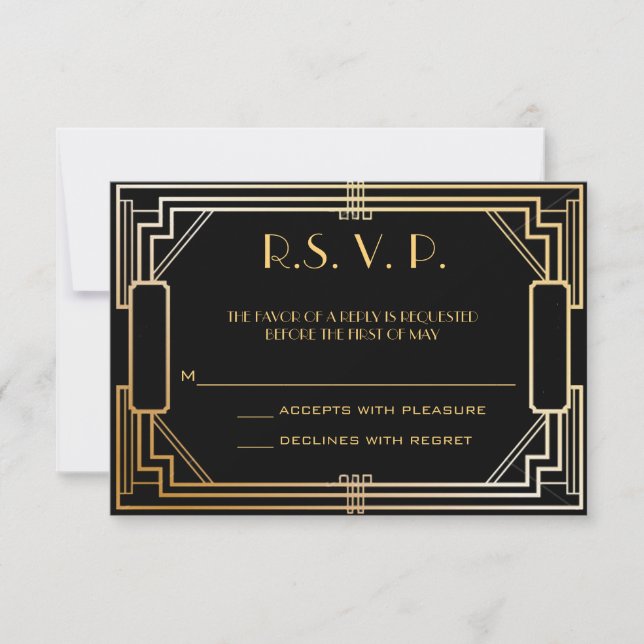 Art Deco Wedding Response Cards RSVP (Front)