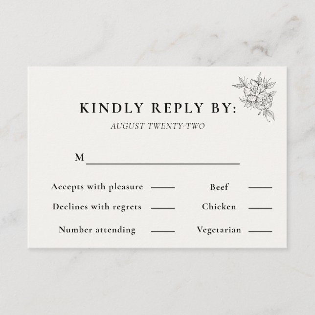 Art Deco Wedding RSVP Card  (Front)