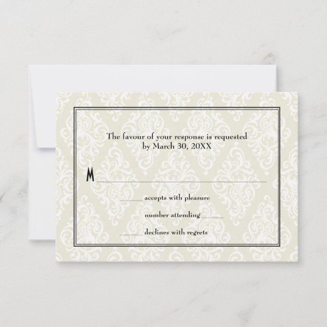 Art Deco Wedding RSVP Card (Front)