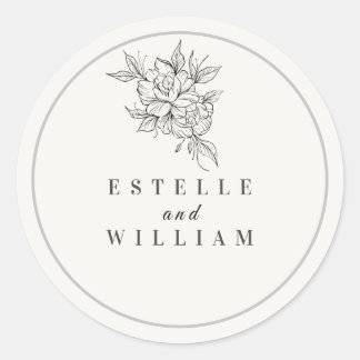 Art Deco Wedding Small Round Sticker | Elegant
