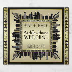 Art Deco Wedding Sparkling Wine Gold Gatsby Glamou Label