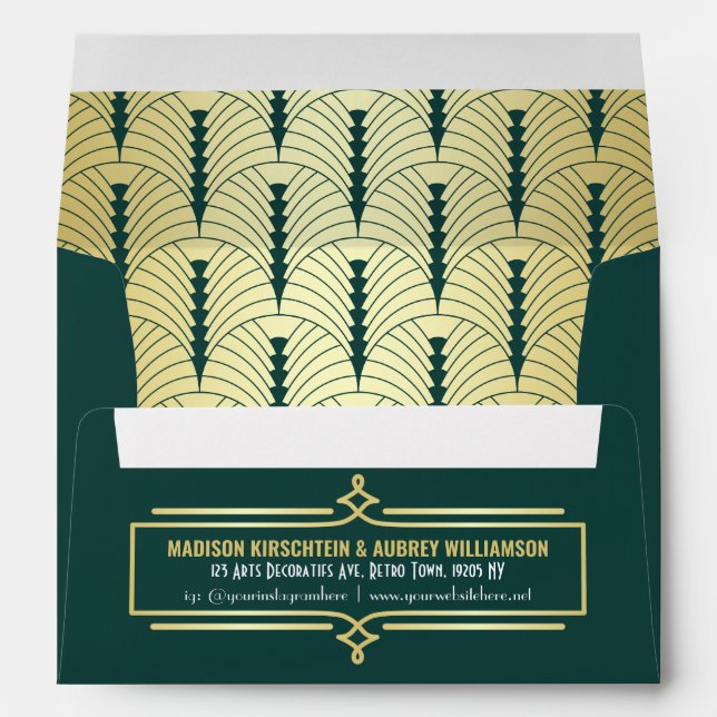 Art Deco Wedding Suite Matching Gold Green Envelope (Back (Bottom))