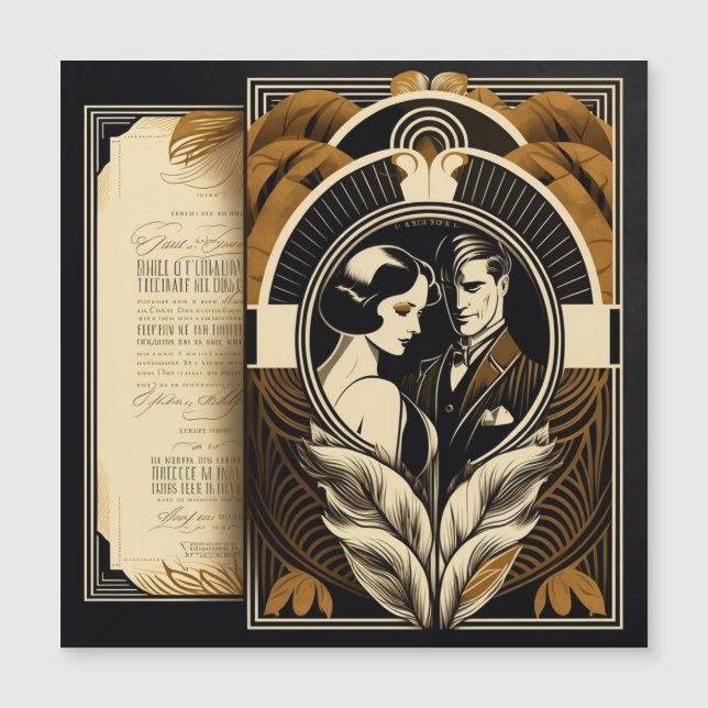 Art Deco wedding theme Magnetic Invitation (Front)