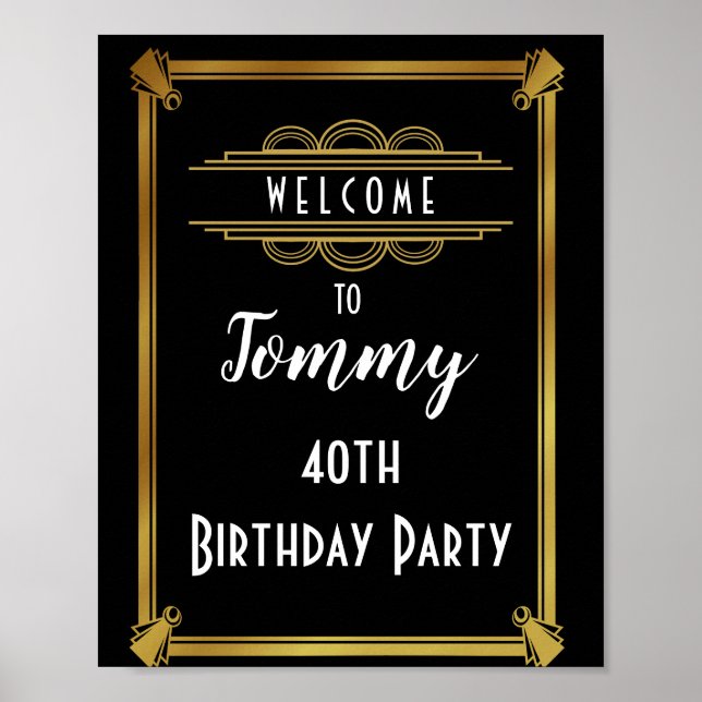 Art deco welcome Poster Birthday party (Front)