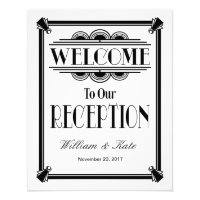 art deco, welcome to our reception wedding sign