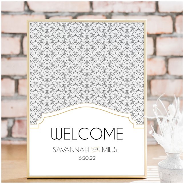 Art Deco Welcome Wedding Event Sign Poster (Creator Uploaded)