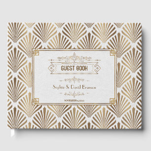Art Deco White Gatsby 1920s Style Wedding Guest Book