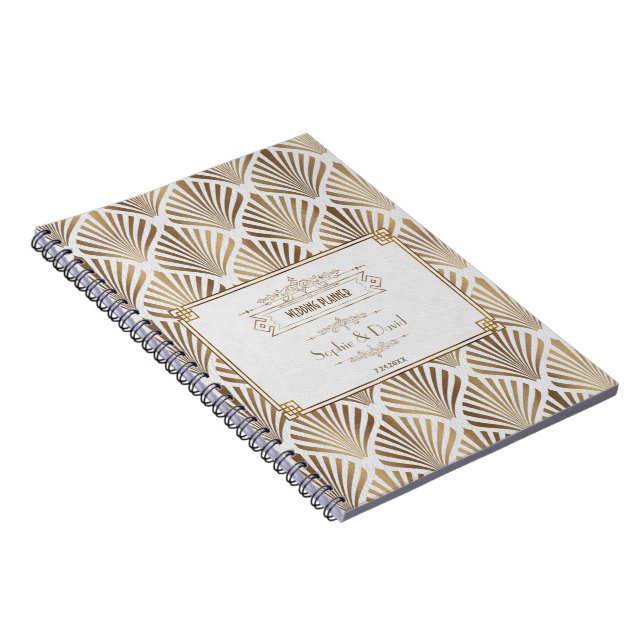 Art Deco White Gatsby 1920s Style Wedding Planner Notebook (Right Side)