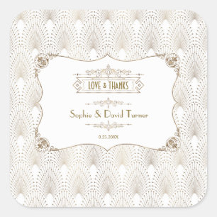 Art Deco White Gatsby 1920s Wedding Square Sticker