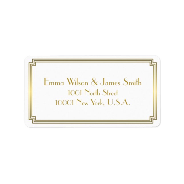 Art Deco White Gold Address Labels (Front)