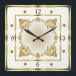 Art Deco White Square Wall Clock<br><div class="desc">Great Art Deco clock design. You will love it like others. Be free to use this design for other product or to customize and add your text. Follow me for more. Thank you. Have a nice day.</div>