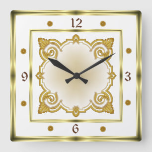 Art Deco White Square Wall Clock