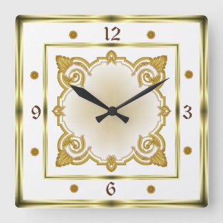 Art Deco White Square Wall Clock