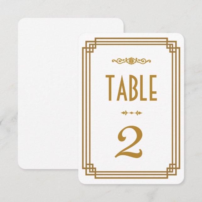 Art Deco White Wedding Table Numbers (Front/Back)