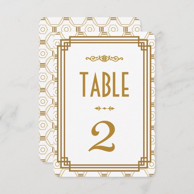 Art Deco White Wedding Table Numbers (Front/Back)