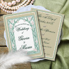 Art Deco William Morris Floral Green Wedding 