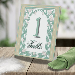 Art Deco William Morris Floral Green Wedding  Pedestal Sign