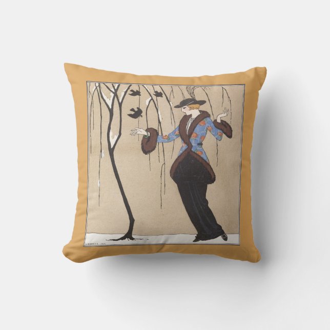 Art Deco Winter Scene Cushion (Front)