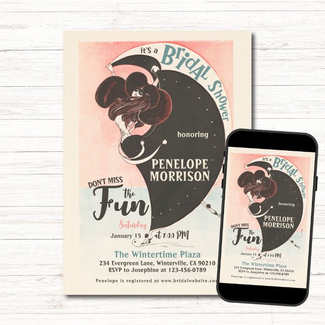 Art Deco Winter Woman Skating Bridal Shower Invitation (Creator Uploaded)