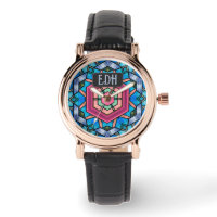 Art Deco with Your Initials - Blue and Pink 1930s