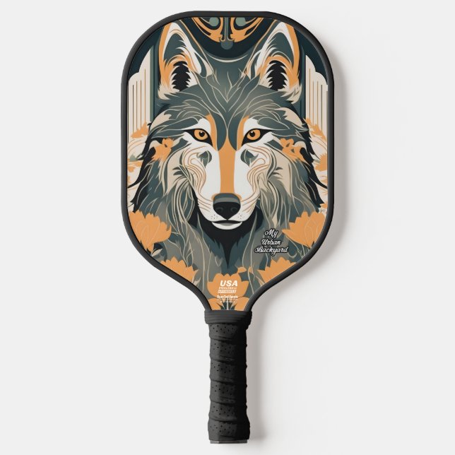 Art Deco Wolf Personalised Pickleball Paddle (Front)