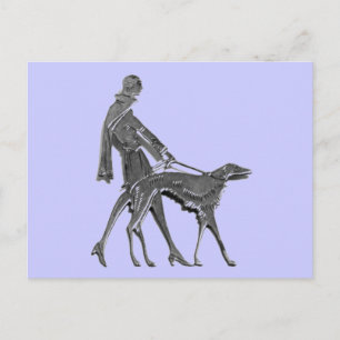Art Deco Woman and Dog Postcard