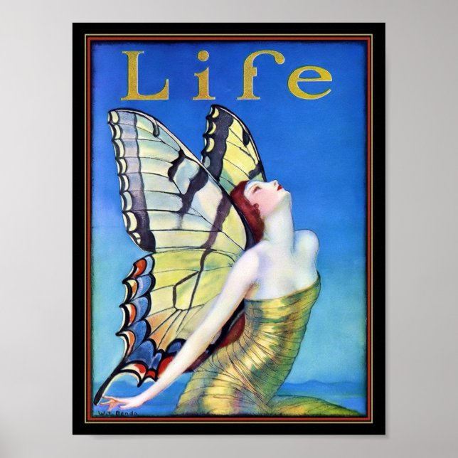 Art Deco Woman Butterfly Poster (Front)