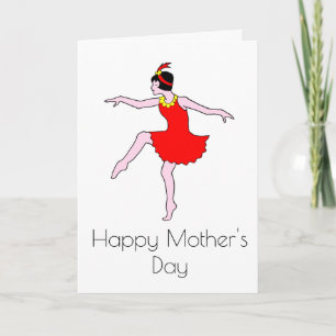 Art Deco Woman Dancer Red Dress Mother's Day Card