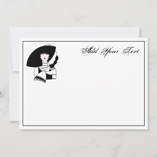 Art Deco Woman In Big Hat Gloves RL (Front)