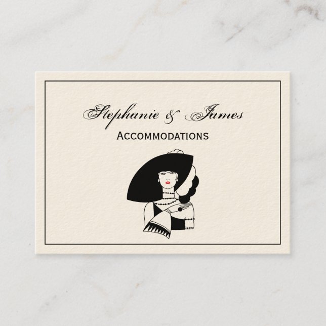Art Deco Woman In Big Hat Gloves RL Business Card (Front)