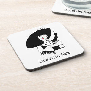 Art Deco Woman In Big Hat Gloves RL Coaster