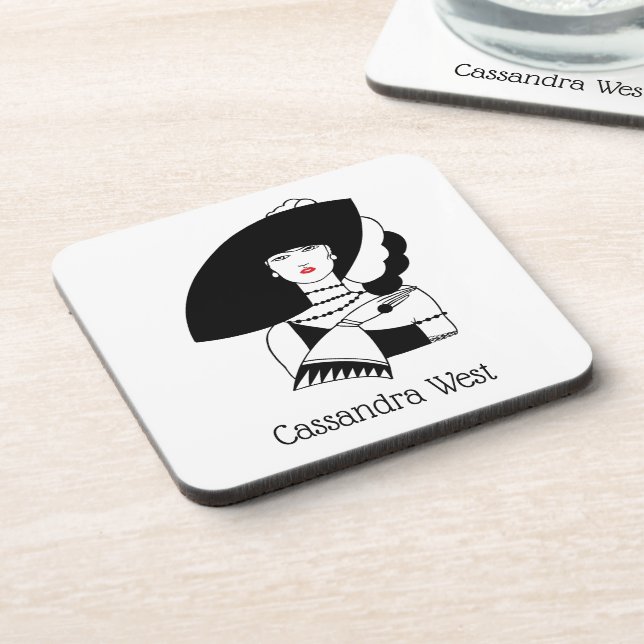 Art Deco Woman In Big Hat Gloves RL Coaster (Left Side)