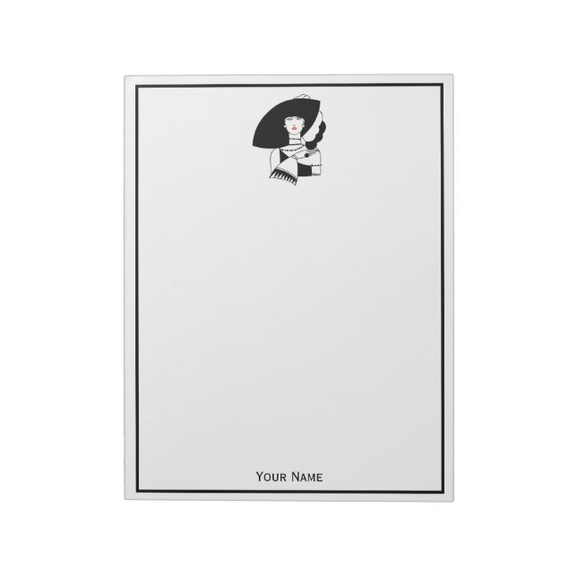 Art Deco Woman In Big Hat Gloves RL Notepad (Rotated)