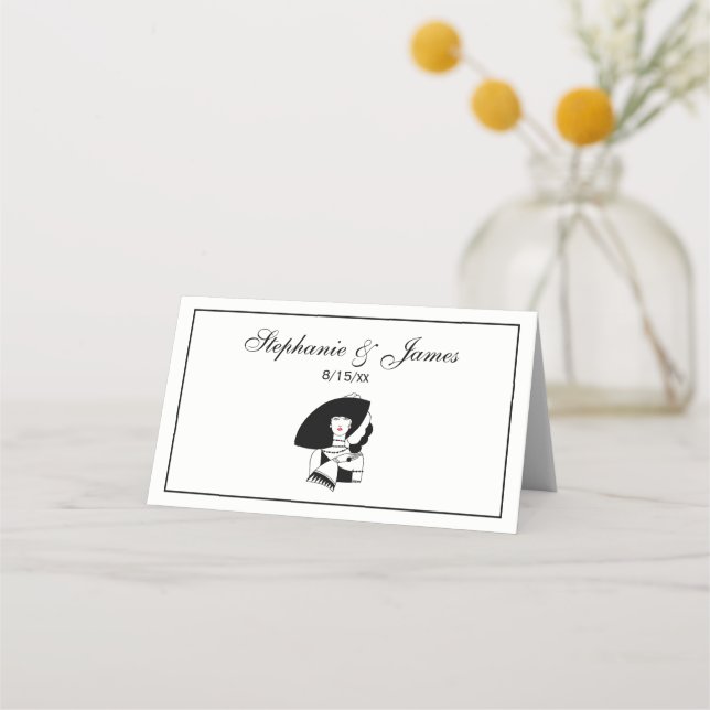 Art Deco Woman In Big Hat Gloves RL Place Card (Front)