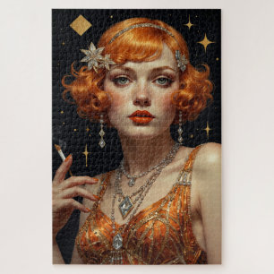Art Deco Woman in Orange Jigsaw Puzzle